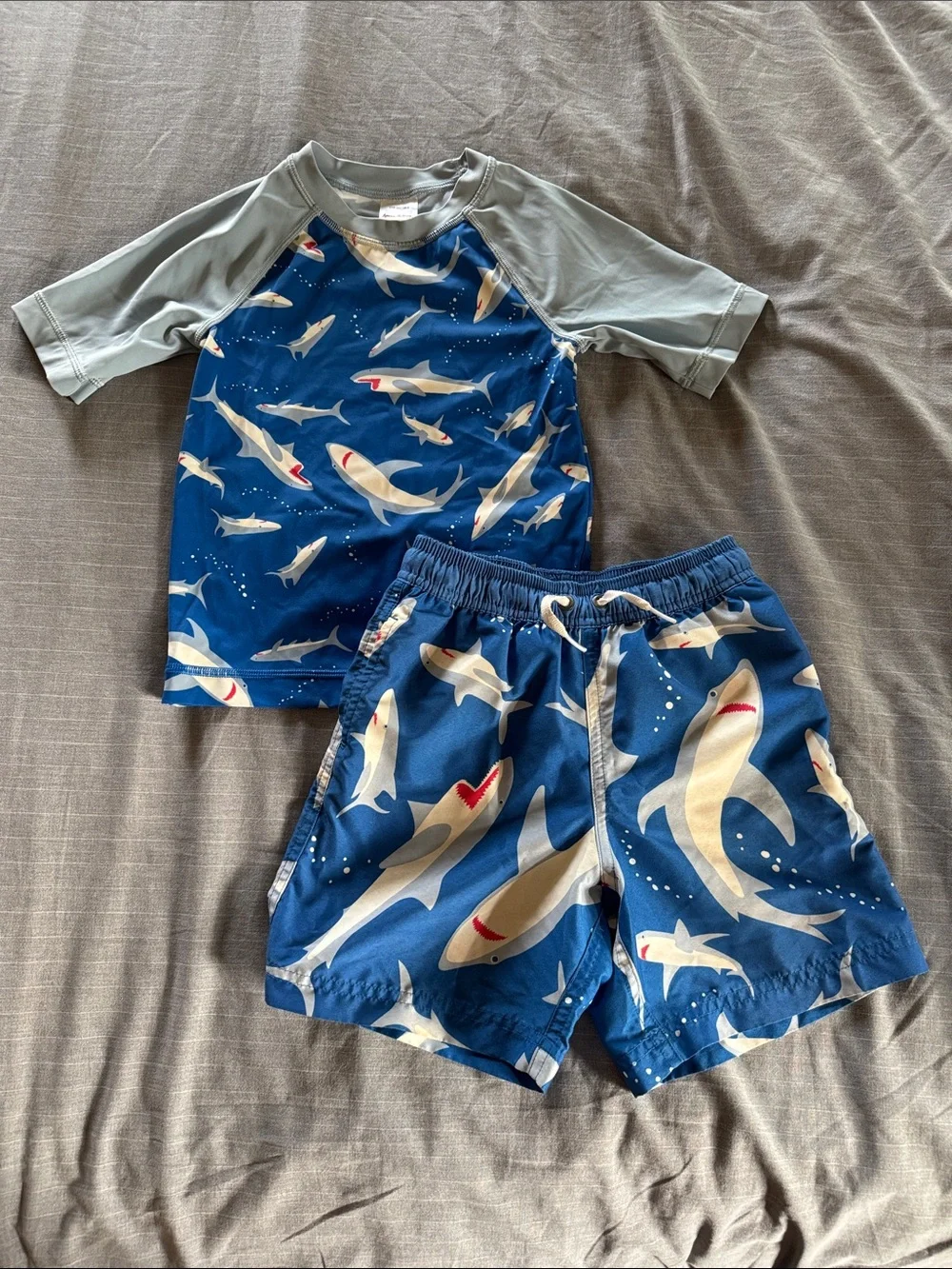 Hanna Andersson Blue and Gray Shark Swim Set
